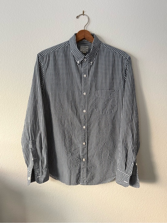 J. Crew Other - J. Crew Navy and White Organic Cotton Gingham Button-Down Shirt, Size M